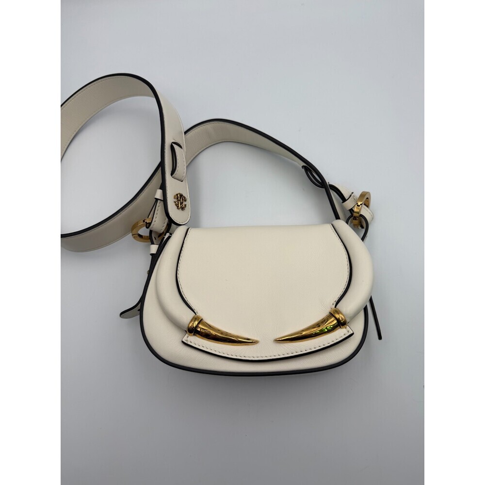 Vintage Roberto Cavalli Fang Bang Shoulder Bag Womens White Small Saddle Luxury - Picture 6 of 12